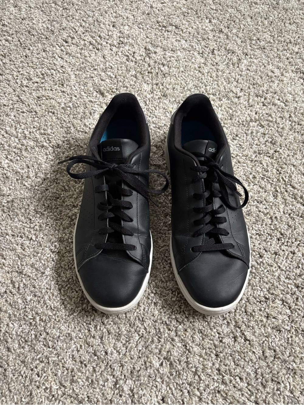 adidas Black Low-Top Leather Sneakers with White Sole